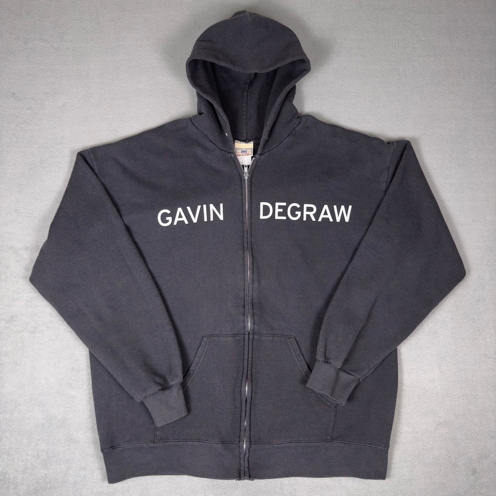 Vintage Y2K Gavin DeGraw Chariot Stripped 2004 Tour Hoodie  Black Zip Up Mens XL